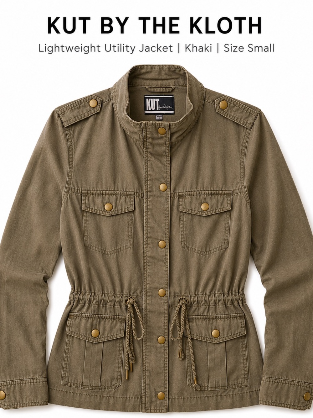 KUT From The Kloth Khaki Utility Jacket Lightweight Military Style Size Small